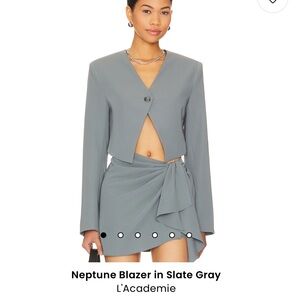 L'Academie Slate Gray Two-Piece Wrap Skirt Set